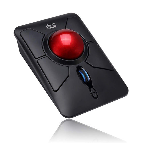 open box Adesso iMouse T50 Wireless Ergonomic Finger Trackball Mouse with Nano USB Receiver, Programmable 7 Button Design, and 5 Level DPI Switch, for Left and Right Hand