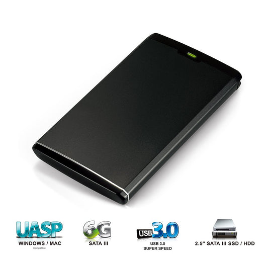 Mediasonic USB 3.0 2.5" SATA Hard Drive Enclosure (Aluminum Body) - Optimized for SSD, Support UASP and SATA 3 HDD (HDR-SU3)