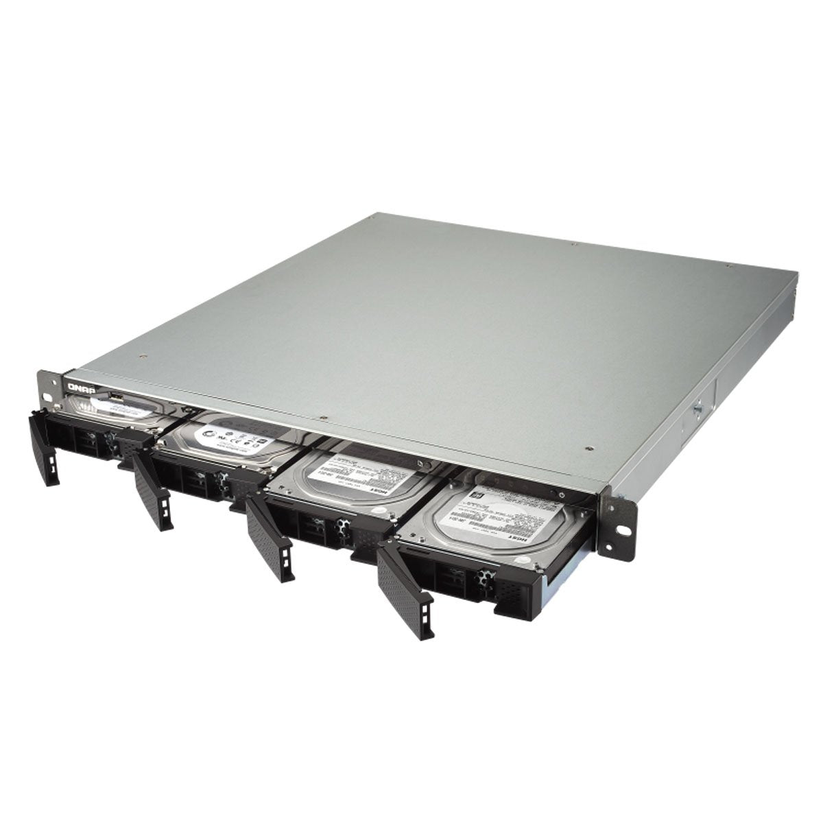 QNAP TS-463XU-RP-4G-US 1U 4-Bay AMD 64bit x86-based NAS and iSCSI/IP-SAN, Quad Core 2.0GHz, 4GB RAM, 4 x 1GbE, 1 x 10GbE (10GBASE-T), Redundant PSU