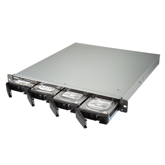 QNAP TS-463XU-RP-4G-US 1U 4-Bay AMD 64bit x86-based NAS and iSCSI/IP-SAN, Quad Core 2.0GHz, 4GB RAM, 4 x 1GbE, 1 x 10GbE (10GBASE-T), Redundant PSU