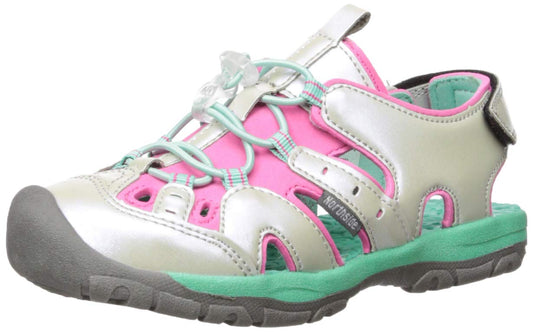 Northside Girls' Burke SE Fisherman Sandal, Silver/Mint, 2 M US Little Kid