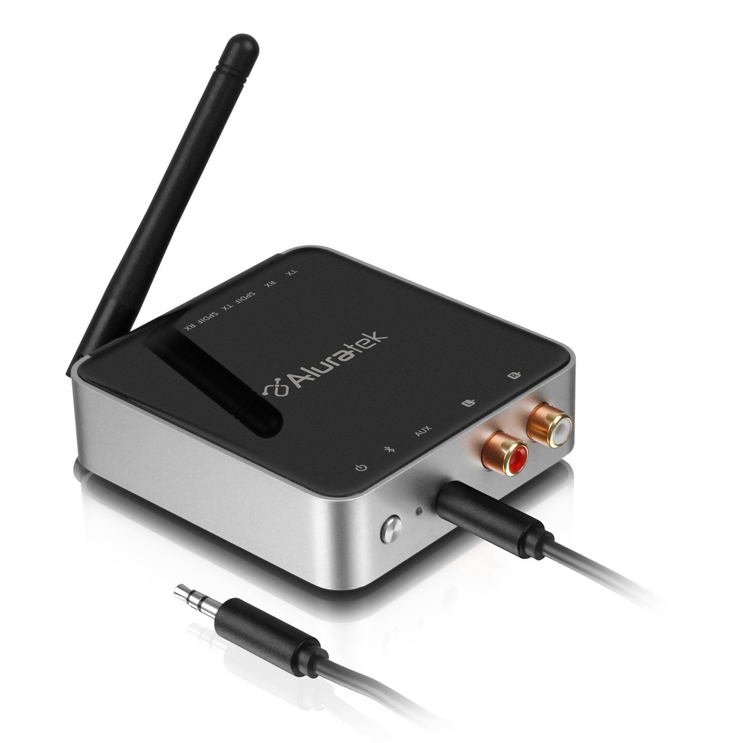 Aluratek ABC53F Bluetooth Audio Receiver and Transmitter with Bluetooth 5 (Stream up to 300 feet), AUX , RCA and Optical Connections Supported, Low Latency, aptX, Wireless Audio TV to Headphones