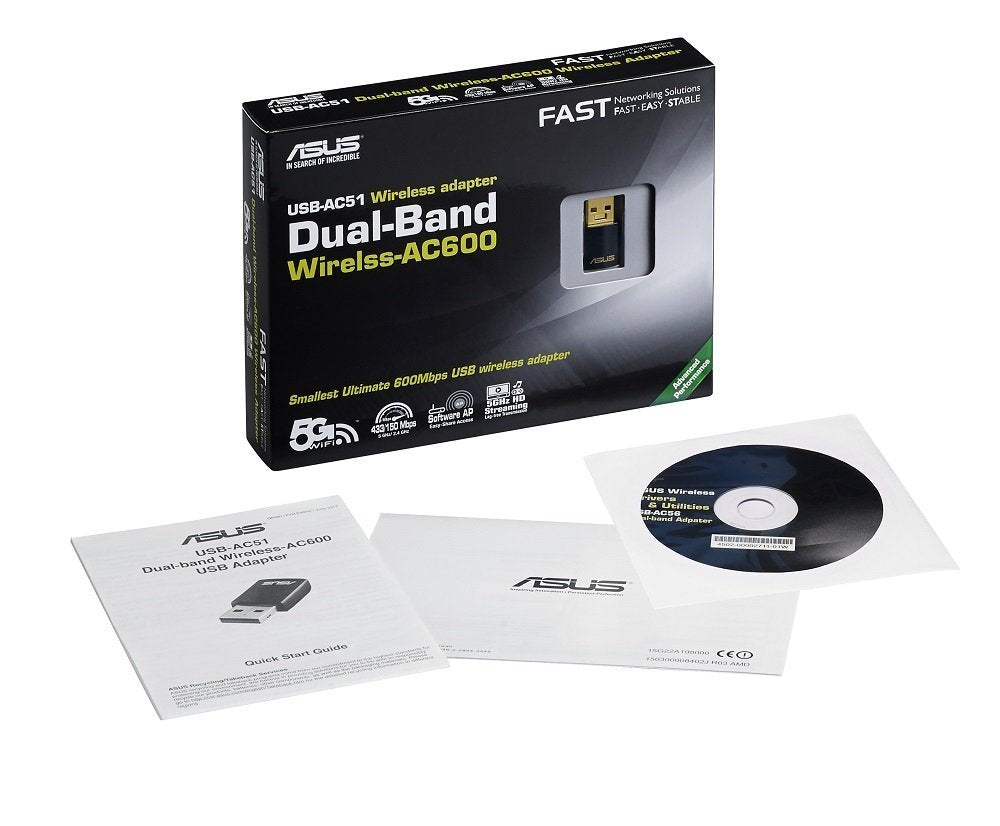 ASUS USB-AC51 AC600 Dual-Band WiFi Wireless Adapter