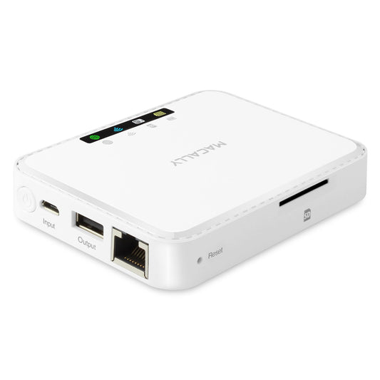 Macally Wireless Travel Router, Media Hub, 2600mAh External Battery with USB Port & SD Card Reader (WIFISD2)