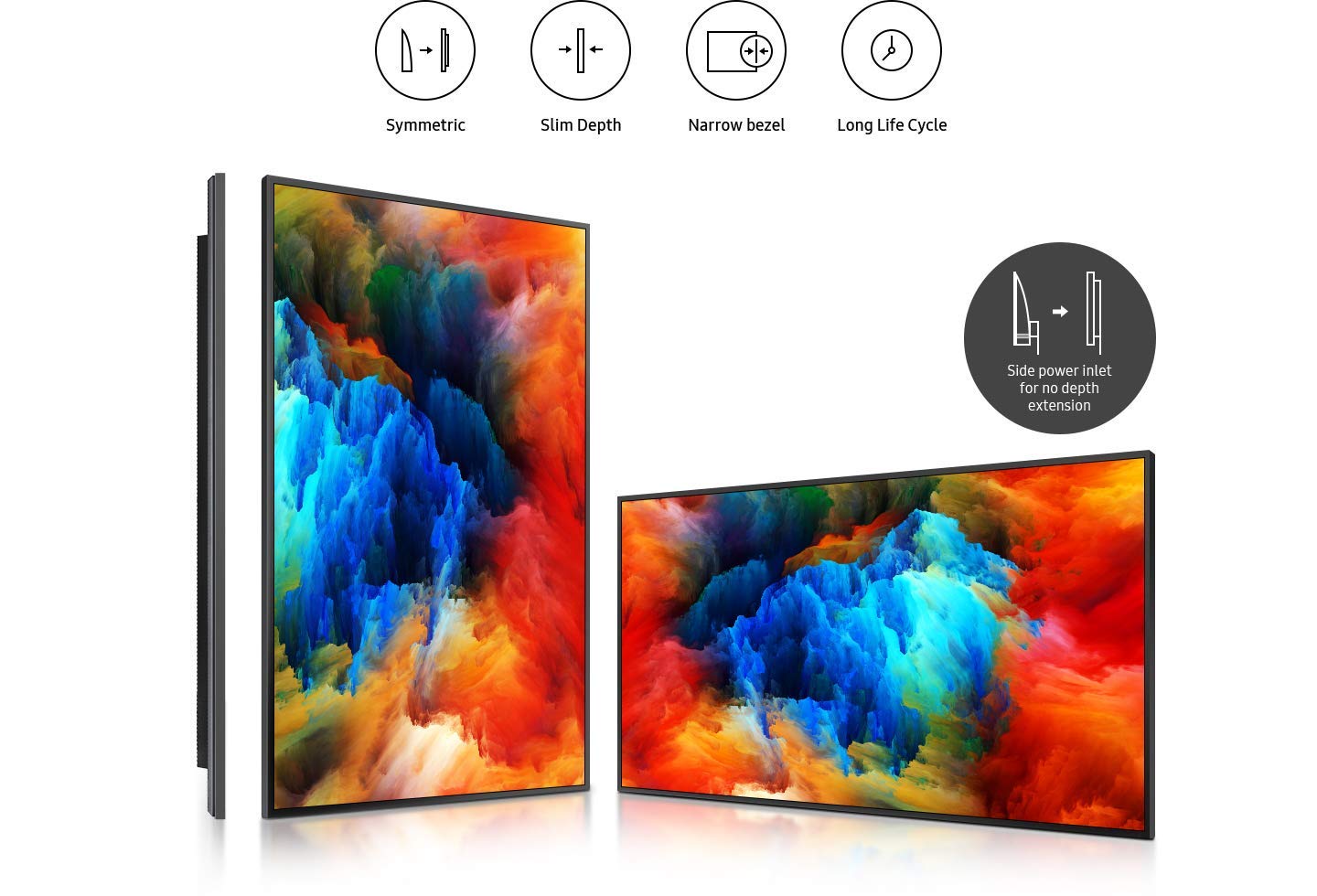 Samsung QB55R 55 inch 4K UHD 3840x2160 LED Commercial Signage Display for Business with HDMI, Wi-Fi, and 3-Year Warranty, 350 nit (LH55QBREBGCXZA)