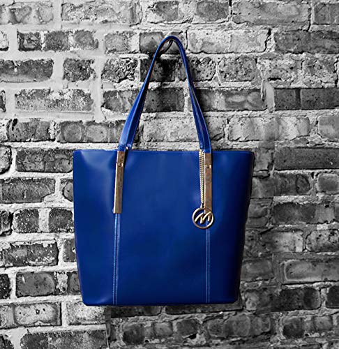 McKlein 97547 USA Cristina Leather Ladies' Tote with Tablet Pocket Navy