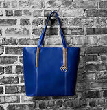 McKlein 97547 USA Cristina Leather Ladies' Tote with Tablet Pocket Navy