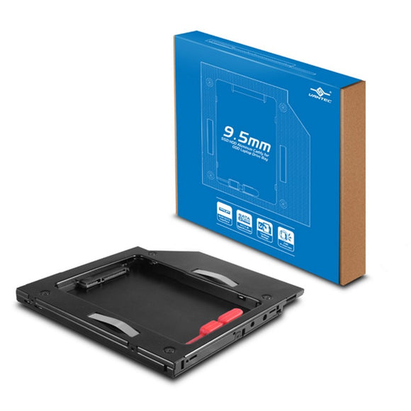 Vantec SSD/HDD Aluminum Caddy for 9.5mm ODD Laptop Drive Bay (MRK-HC95A-BK)