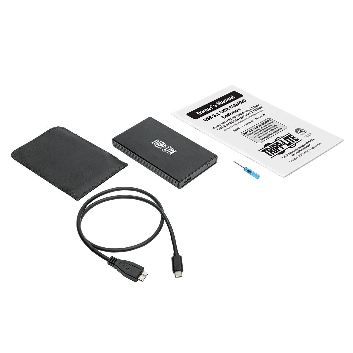 Tripp Lite USB 3.1 Gen 2 (10 Gbps) SATA SSD/HDD to USB C, USB Type C Enclosure Adapter w/UASP Support, Thunderbolt 3 Compatible, USB-C, USB Type-C (U457-025-CG2)