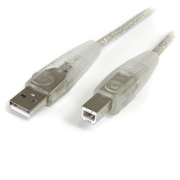 StarTech.com 15 ft Transparent USB 2.0 Cable - A to B - USB cable - USB (M) to USB Type B (M) - USB 2.0 - 15 ft - molded - transparent - USB2HAB15T