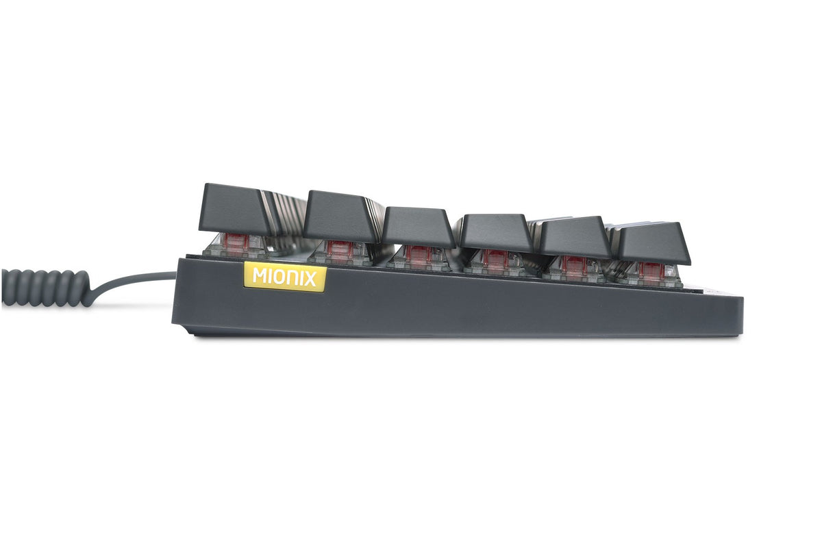 Mionix Wei PC and Mac RGB Mechanical Keyboard Silent-Great for Esports Made for Gamers and Artists-Quite Cherry Mx Red Switches-Durable USB Metal Keyboard Black/Grey-Replaceable Keycaps Pink/Red, Yellow, Blue/Turquise