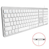 Macally Ultra Slim USB Wired Keyboard with 2 USB Ports Full-Size with Number Pad for Mac - Compatible with Apple Mac Mini/iMac Desktops (WKEYHUBMB)