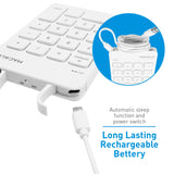 Macally Wireless Bluetooth Numeric Keypad Keyboard for Laptop, Apple Mac iMac MacBook Pro/Air, iPad Windows PC, Tablet, or Desktop Computer Rechargeable 18 Key Slim Number Pad Numerical Numpad - White