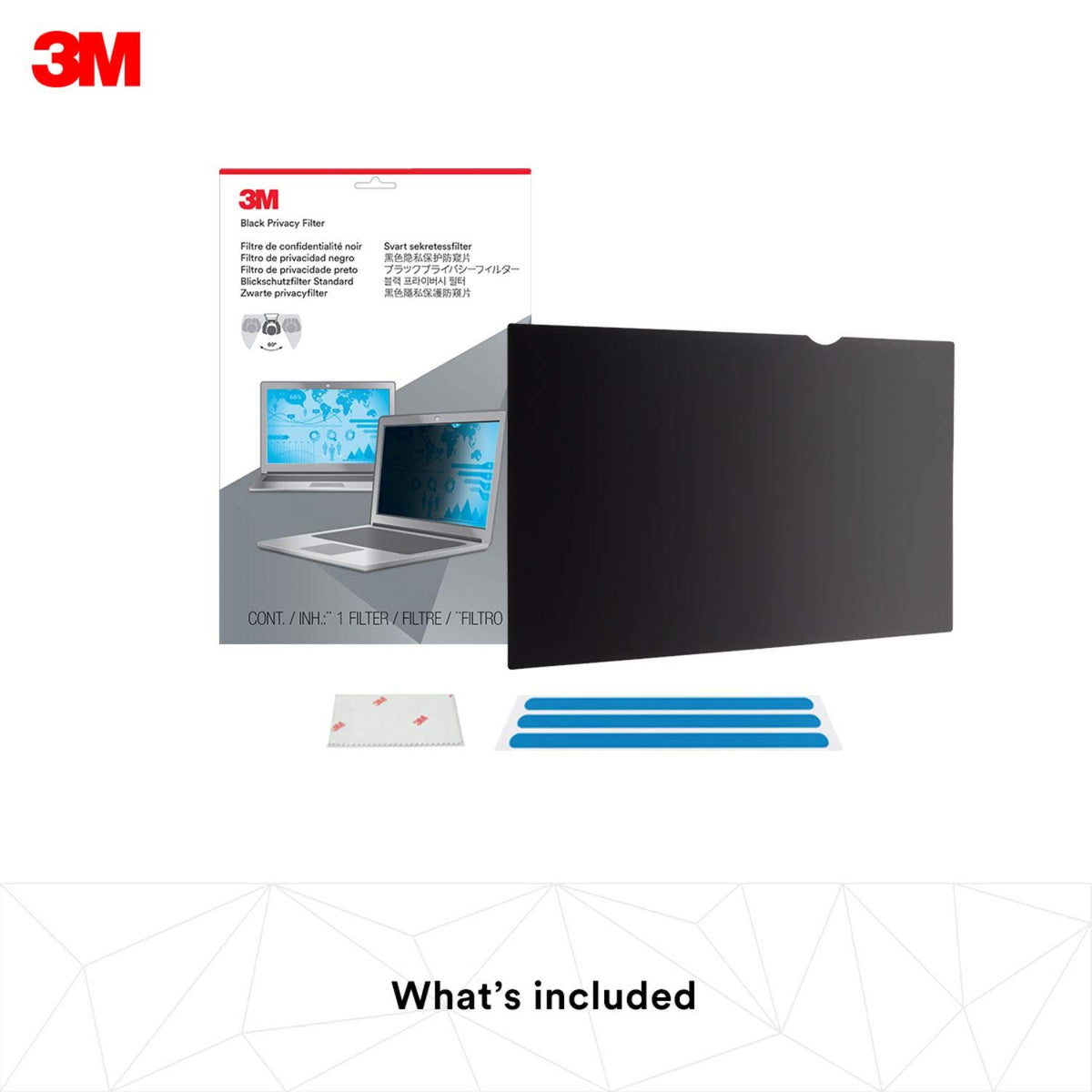 3M Privacy Filters TF125W9B Touch Privacy Filter for 12.5" Widescreen Laptop, Standard Fit
