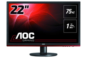 AOC G2260VWQ6 21.5" Gaming Monitor FHD 1920x1080, 1ms, Freesync 75Hz, Anti-Blue Light, Flickerfree, DisplayPort/HDMI/VGA, Vesa