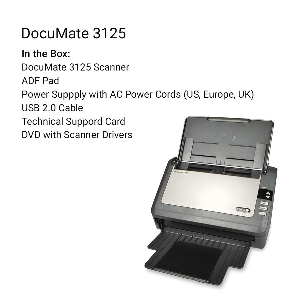 Xerox Scanners XDM31255M-WU Documate 3125 Duplex Color Scanner for Pc and Mac