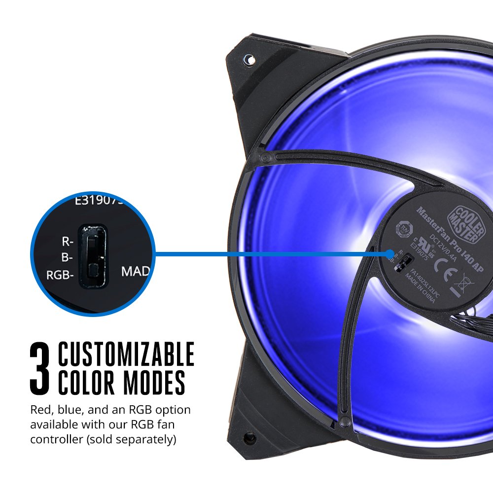 Cooler Master MasterFan Pro 140 Air Pressure RGB- 140mm Static Pressure RGB Case Fan,  Computer Cases CPU Coolers and Radiators