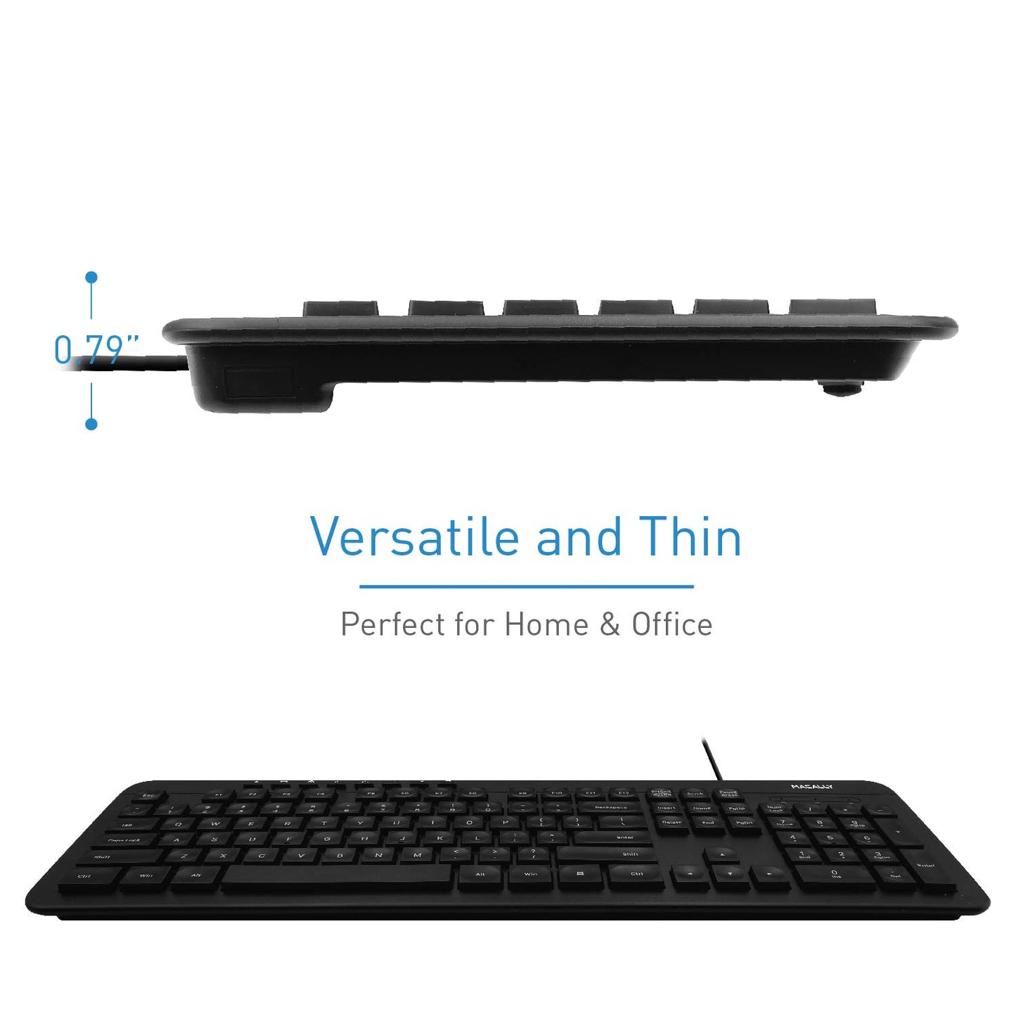 Macally USB Wired Keyboard and Mouse Combo Bundle for PC, Desktop Computer, Laptop, Notebook, ChromeBook - Ultra Slim Keyboard Mouse Combo Set, Compatible with Windows 10/8/7/Vista/XP, etc.
