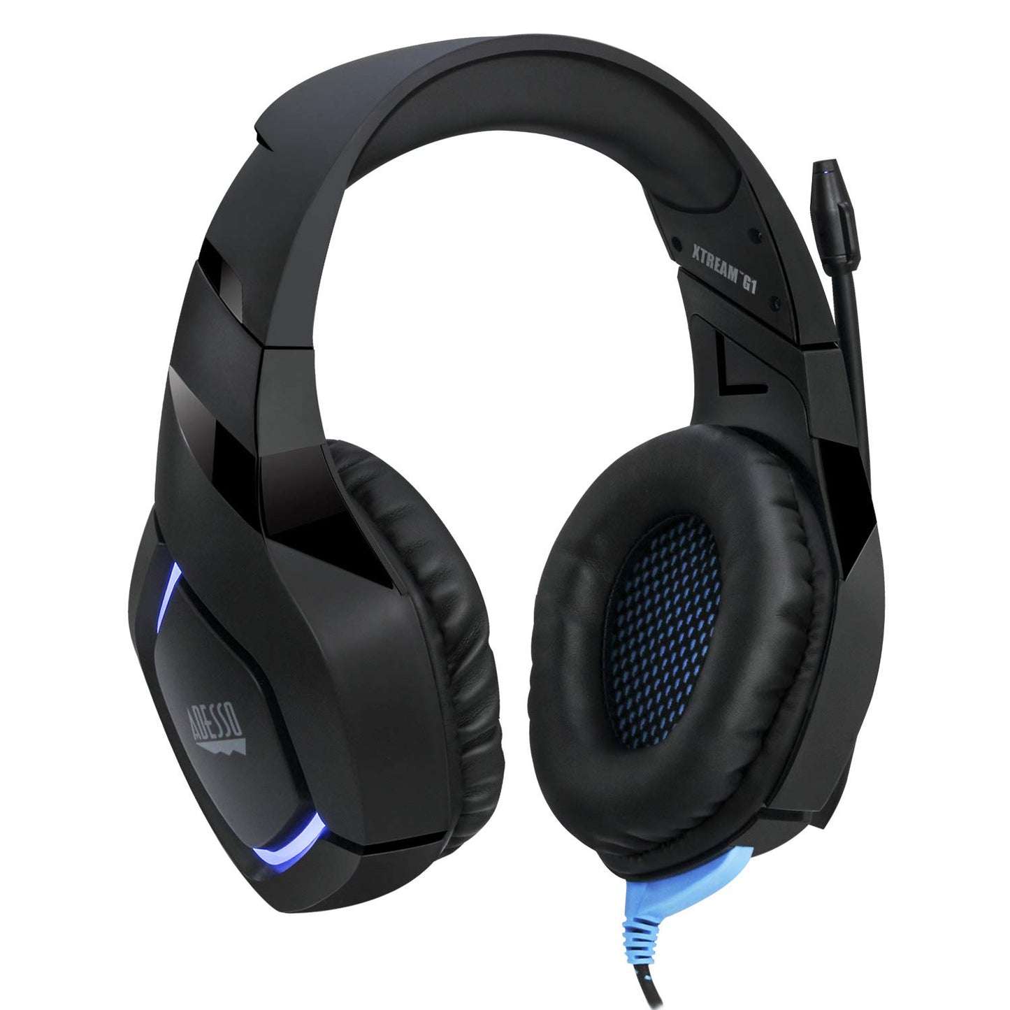Adesso Xtream G1 - Gaming Headphones with Noise Cancelling Microphone and LED Lighting for PC, PS4, Xbox, Nintendo Switch, and Laptops