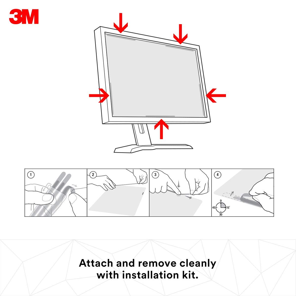 3M Privacy Filter for 23.8" Widescreen Monitor, Black out side views (PF238W9B)