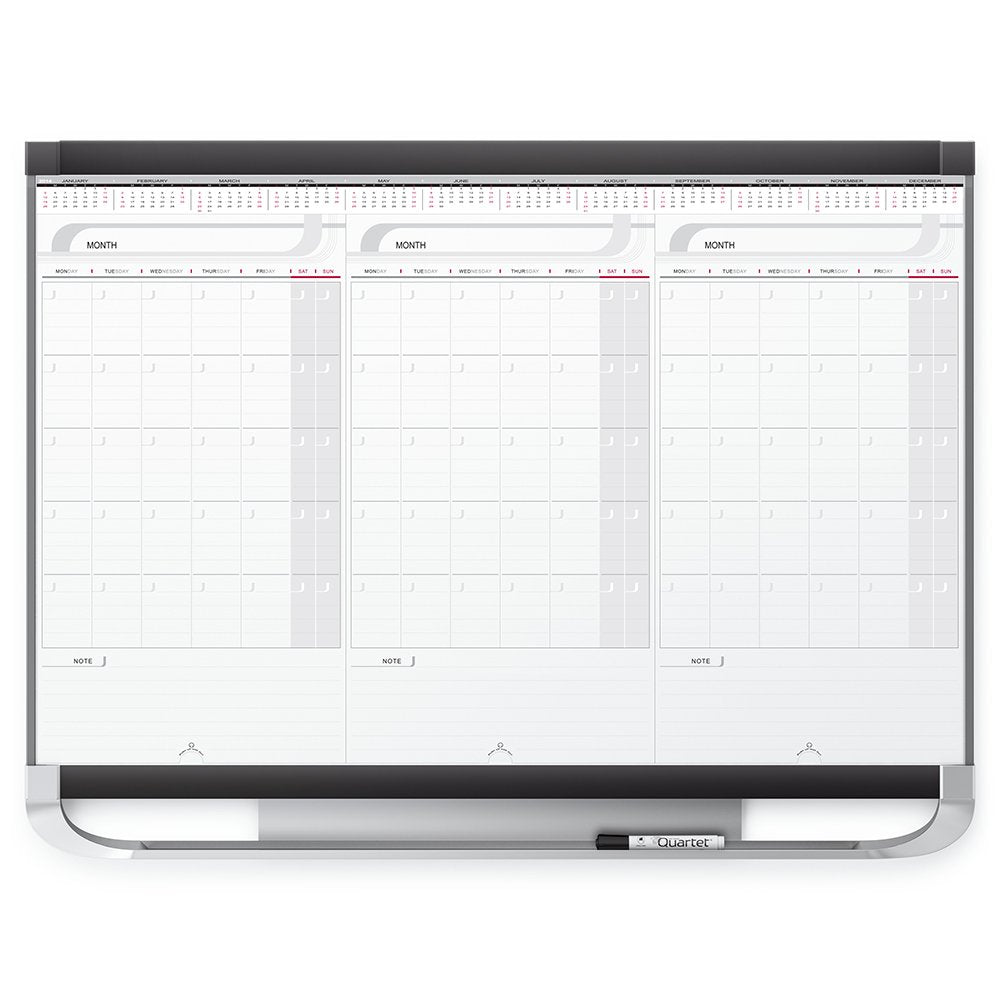 Quartet CMP32P2 Prestige 2 Total Dry-Erase Modular Monthly Calendar, with Sliding Panels, 3 by 2 Feet, 3413820128