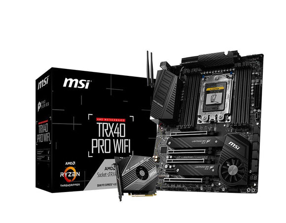 MSI TRX40 PRO WiFi Motherboard (AMD Strx4, PCIe Gen4, M.2, USB3.2 Gen2x2, DDR4, Dual 10G LAN, Wi-Fi 6, ATX)