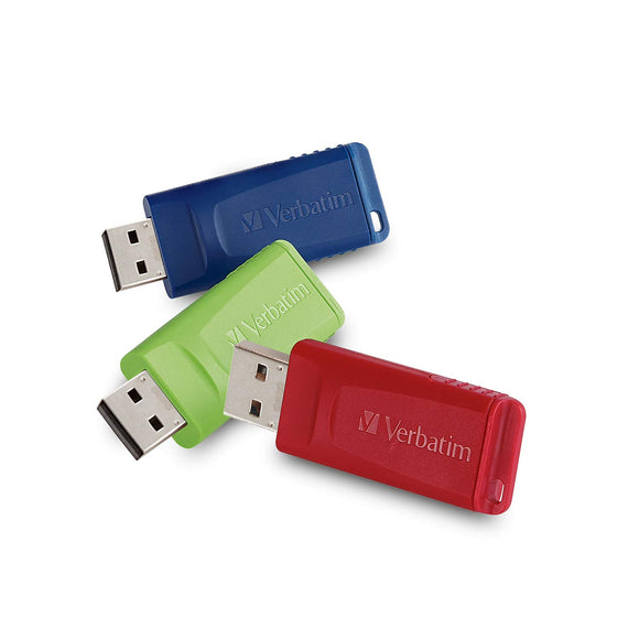 Verbatim 16GB Store 'n' Go USB Flash Drive - PC/Mac Compatible - 3pk - Red, Green, Blue