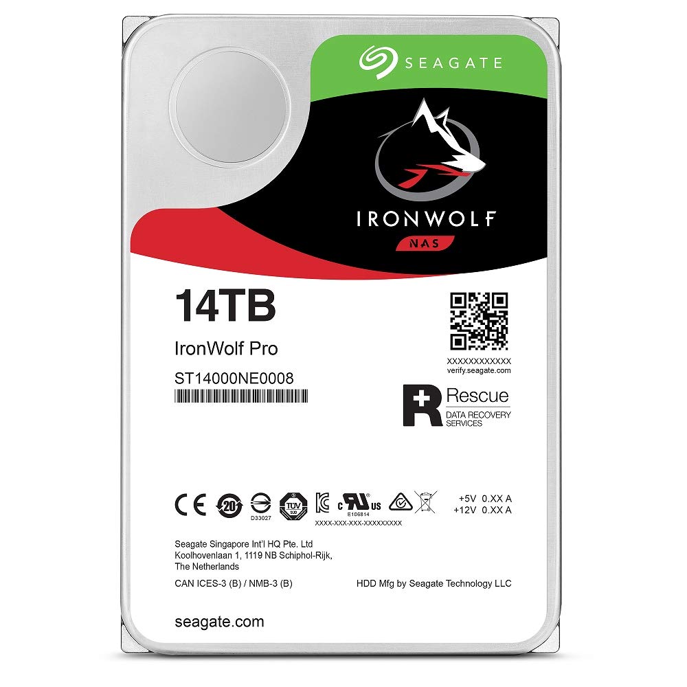 Seagate IronWolf Pro 14 TB NAS RAID Internal Hard Drive - 7,200 RPM SATA 6 Gb/s 3.5-inch (ST14000NE0008)
