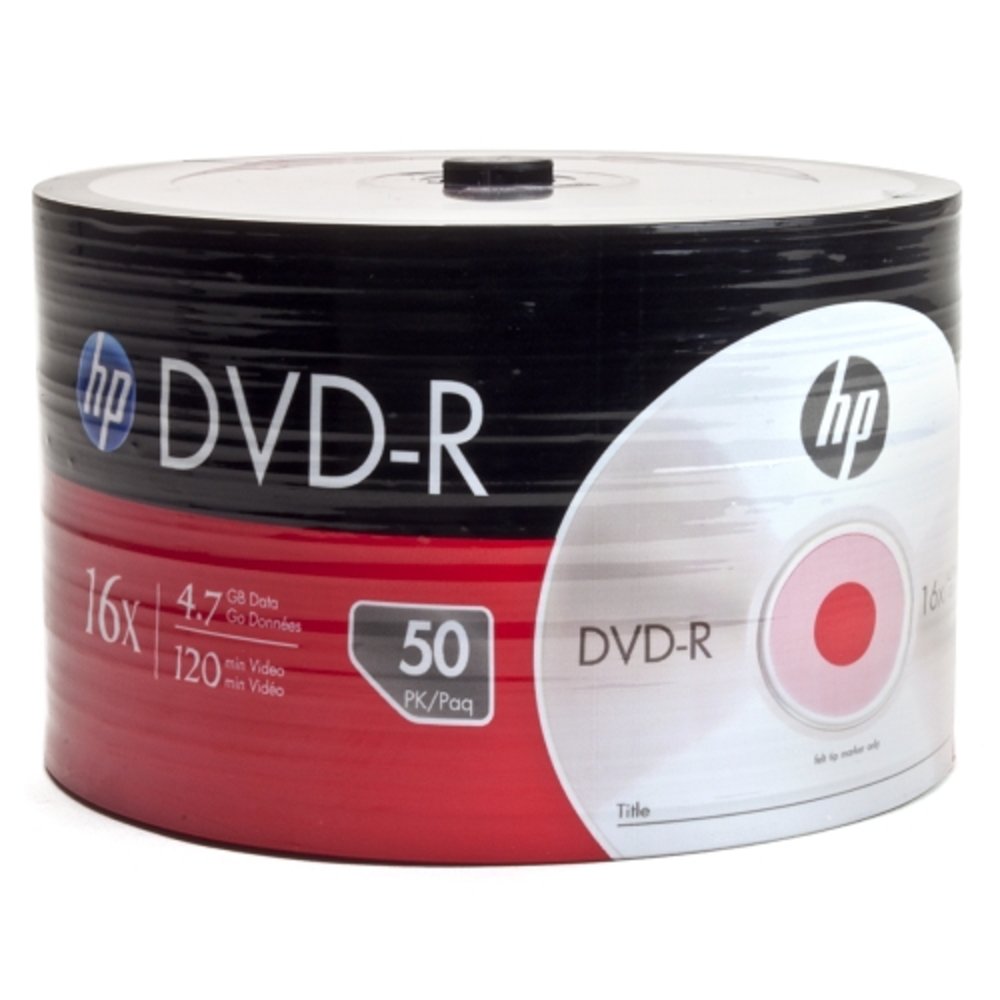 HP DVD-R47 16x Full Logo Surface 50pks Bulk Color Wrap