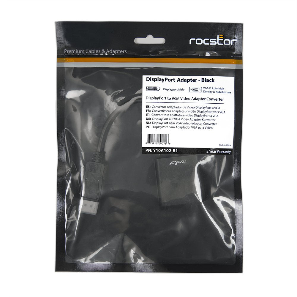 Rocstor DisplayPort to VGA Video Adapter Converter (Y10A102-B1)