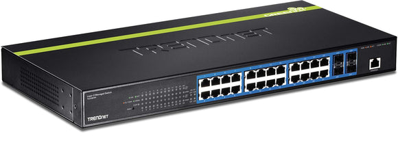 TRENDnet 24-Port Gigabit Layer 2 Switch with 4 Shared Mini-GBIC Slots,TL2-G244