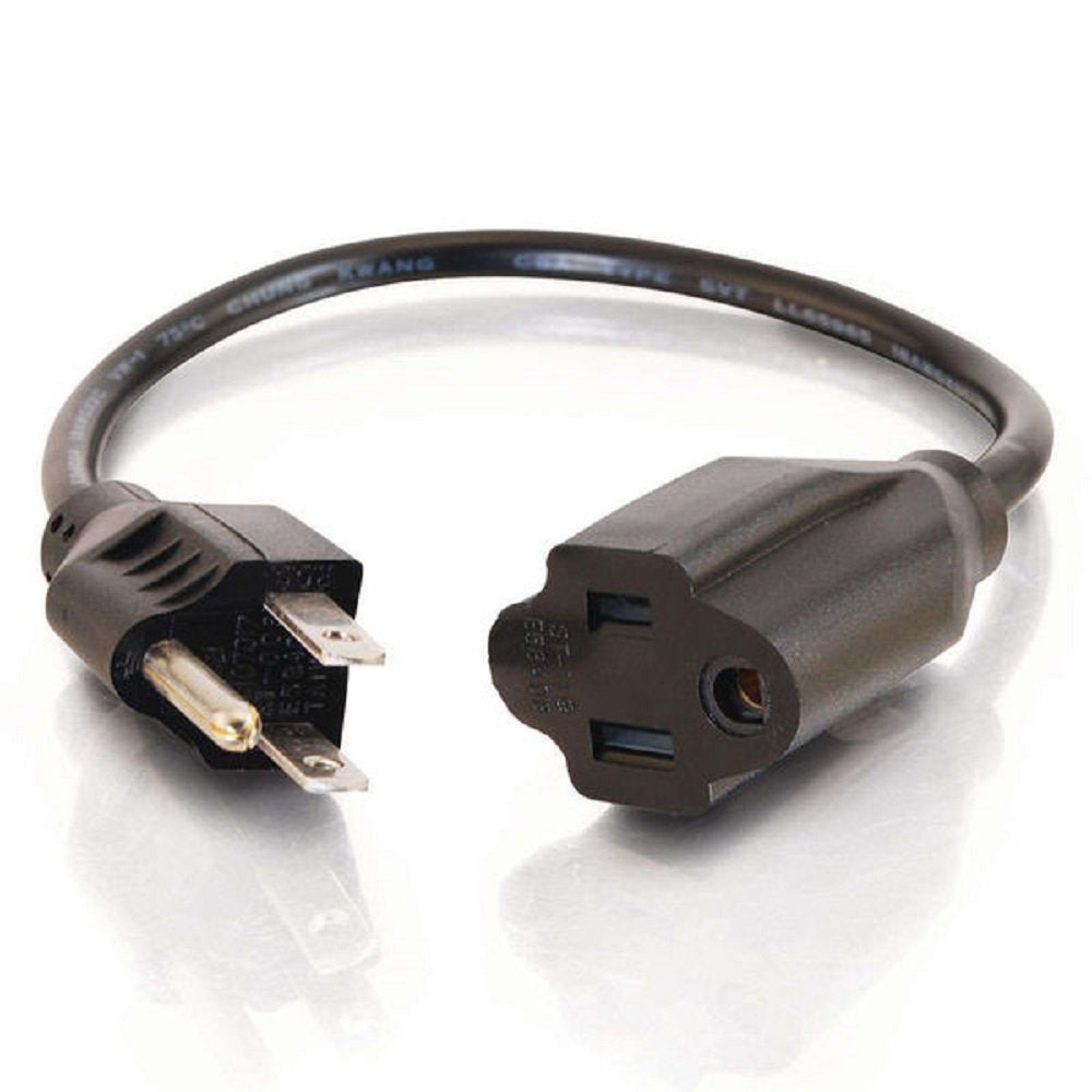 C2G 53410 18 AWG Outlet Saver Power Extension Cord - NEMA 5-15P to NEMA 5-15R, TAA Compliant, Black (25 Feet, 7.62 Meters)