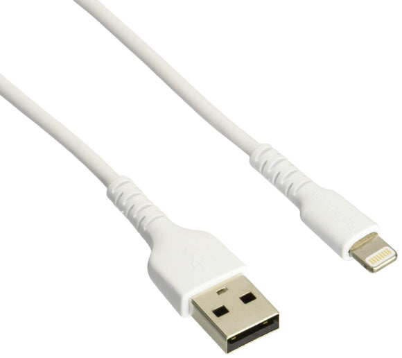 StarTech.com 6.5ft. / 2 m Heavy-Duty USB to Lightning Cable for iPhone & iPad - White - MFi Certified (RUSBLTMM2M)
