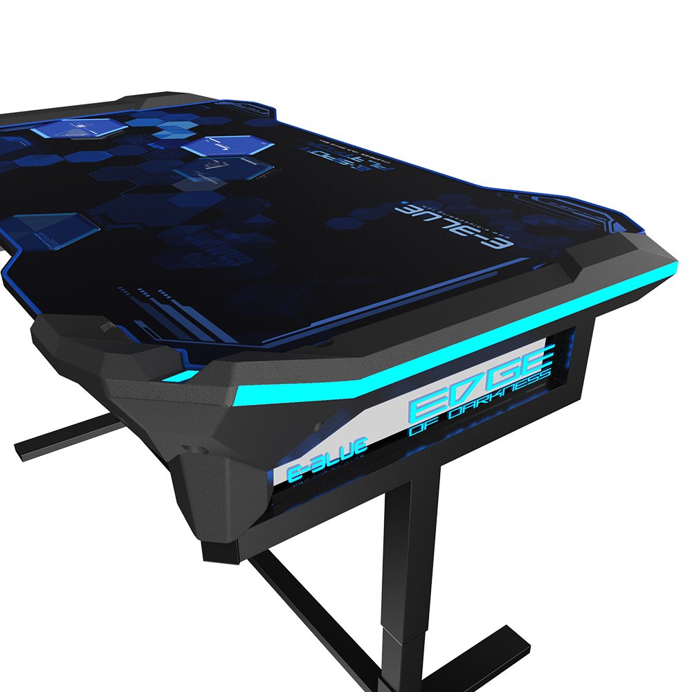 EBLUE 37236 RGB Glowing PC Gaming Desk 2.0, Large, Blue