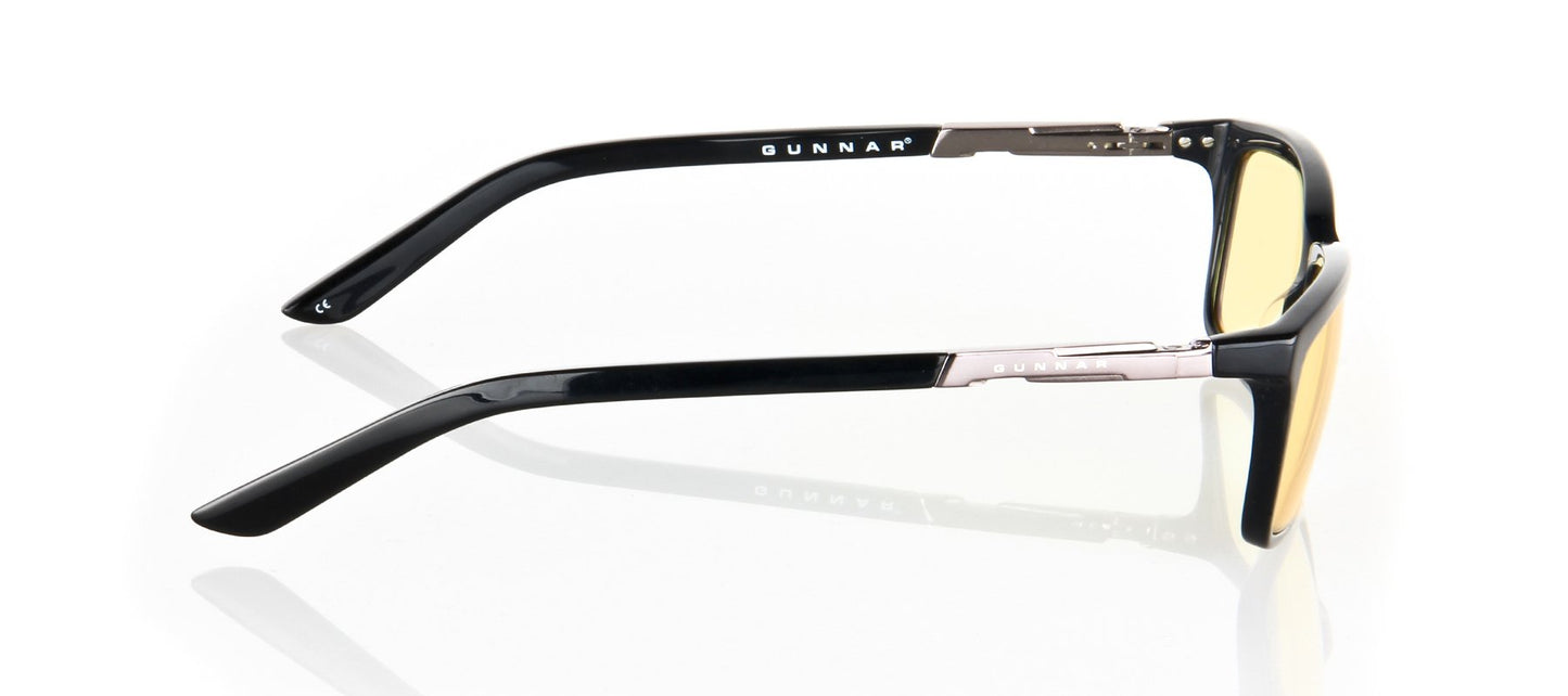 Gunnar Optiks HAU-00101 Haus Full Rim Advanced Computer Glasses with European Modernistic Detailing and Amber Lens Tint, Onyx Frame Finish