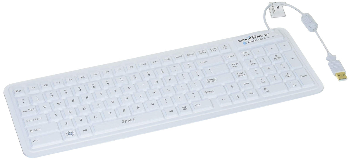 Seal Glow2 Washable Keyboard (White), Quick Connect, Silicone, Led Backlit, Anti