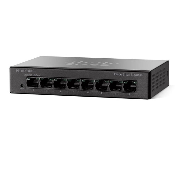 Cisco SYSTEMS 8-Port PoE Gigabit Desktop Switch (4 Reg and 4 PoE) SG110D08HPNA