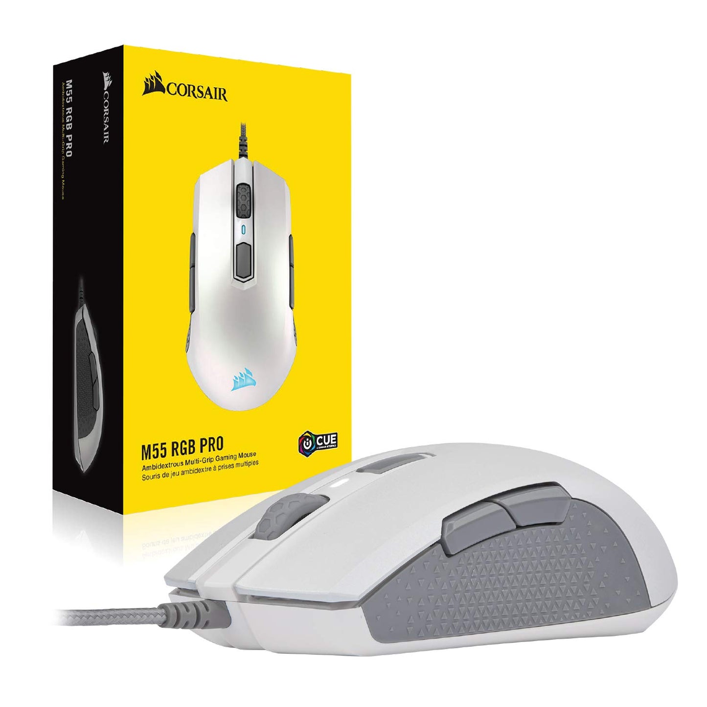 Corsair M55 RGB Pro Ambidextrous Multi-Grip Gaming Mouse, White