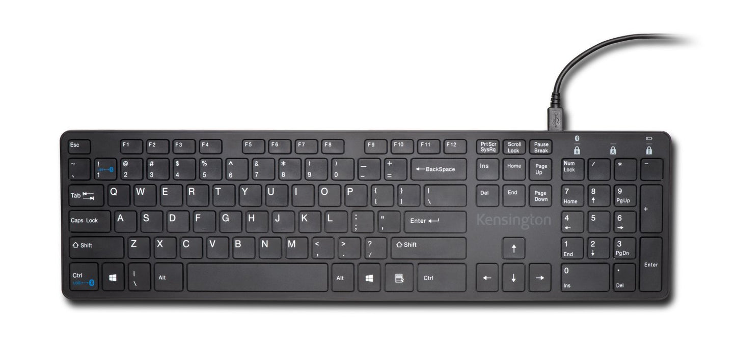 Kensington KP400 Bluetooth and USB Switchable Keyboard for Windows, Surface, MacOS, Iphone and Android (K72322US)