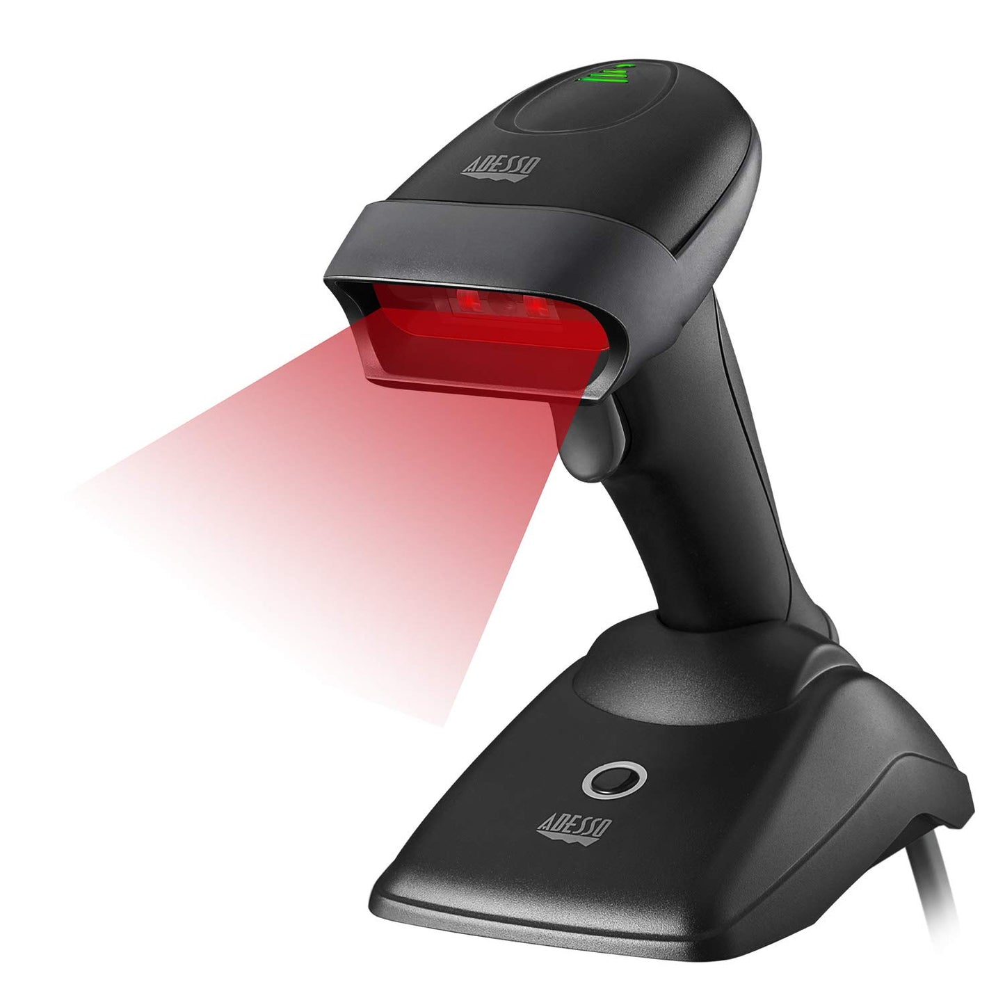 NuScan 2500CR - Commercial Wireless 1d Barcode Scanner with Charging Cradle, Antimicrobial, CCD Sensor, with USB for POS