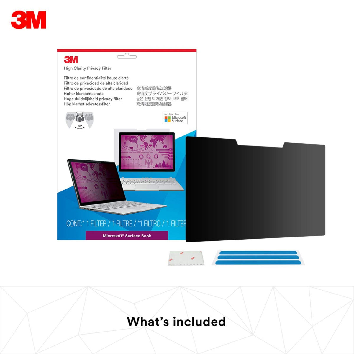 3M Privacy Filters High Clarity for Microsoft Surface Book 2, 15" - HCNMS004