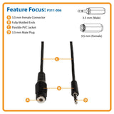 3.5mm Mini Stereo Audio Extension Cable for Microphones, Speakers and Headphones