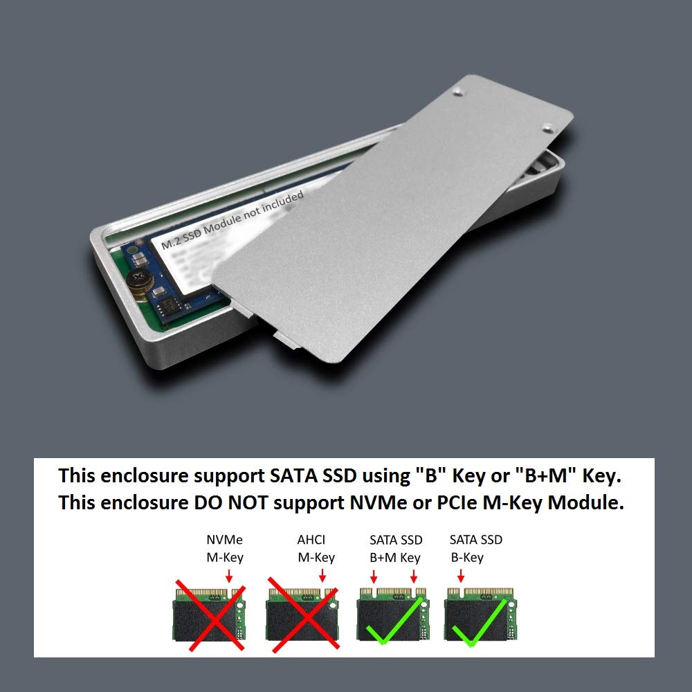 M.2 SATA SSD to USB 3.1 Gen 2 Type C Enclosure with Type C to C Cable, Silver (NST-203C3-SV)