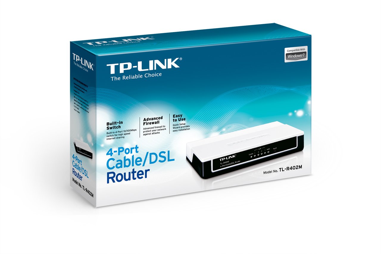 TP-LINK TL-R402M 4-Port Cable/DSL home Router, 1 WAN port, 4 LAN ports