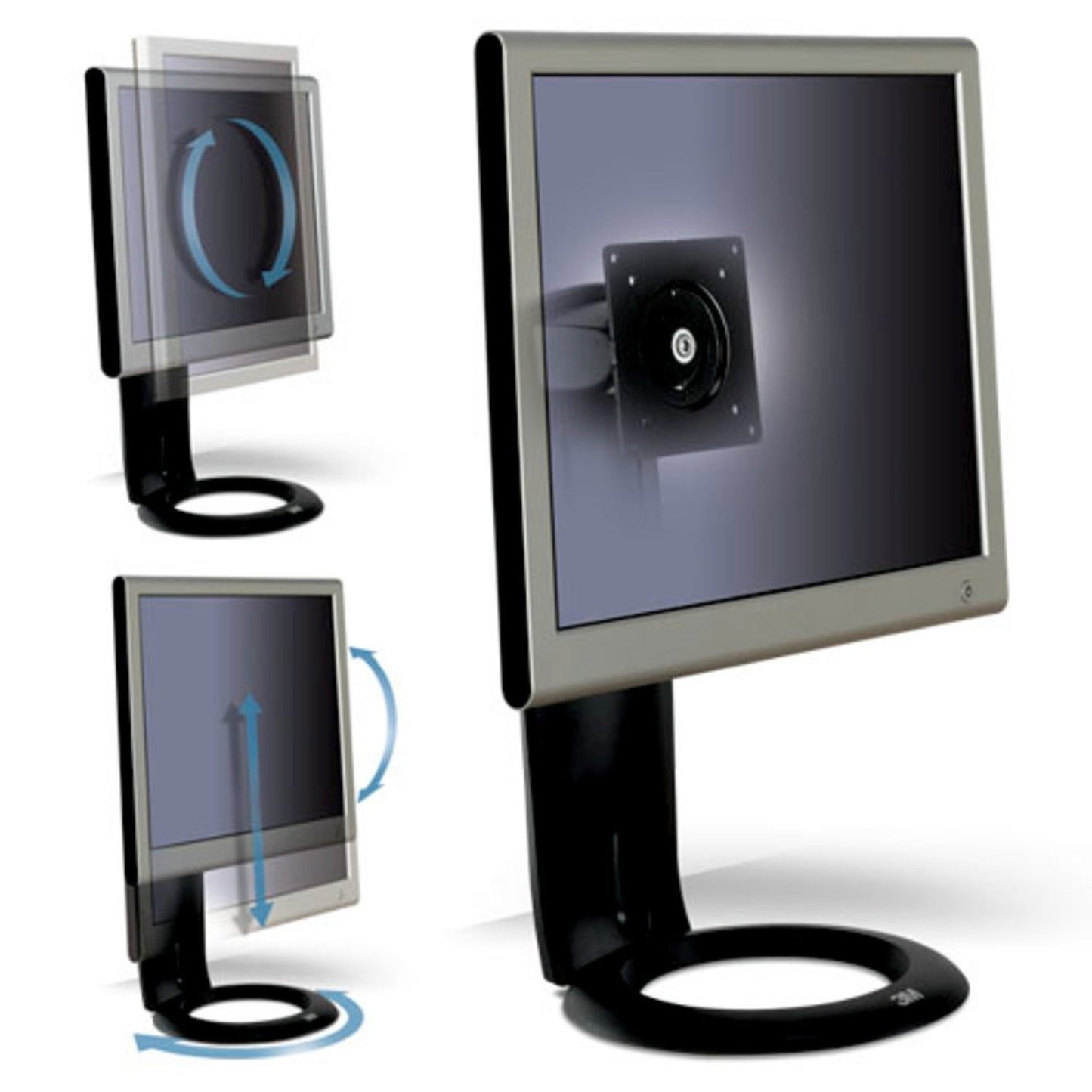 3M Adjustable Monitor Stand, Adjust Height 5", Holds Monitor up to 16 lbs, 27", Black (MS110MB) [OB]