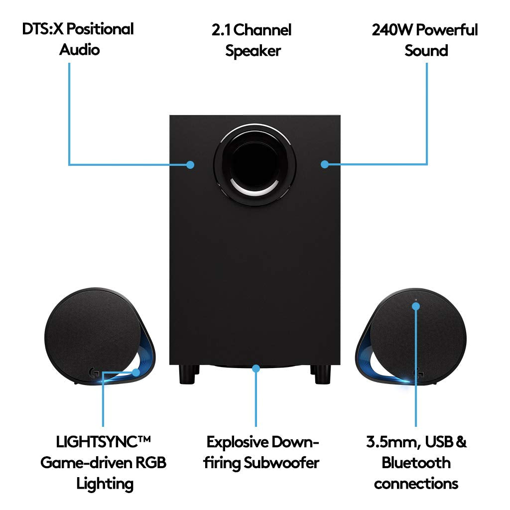 Logitech 980-001300 G560 LIGHTSYNC PC Gaming Speakers with Game Driven RGB Lighting