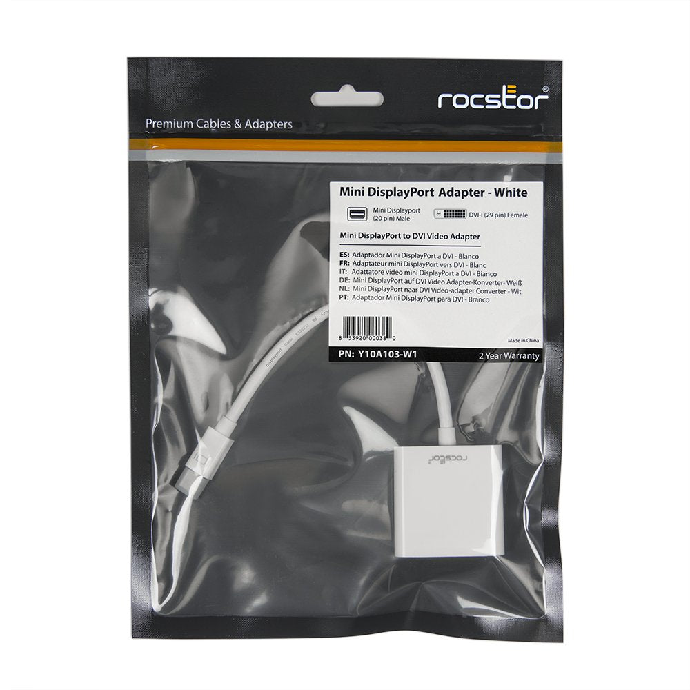Rocstor Mini DisplayPort to DVI Video Adapter Converter (Y10A103-W1)