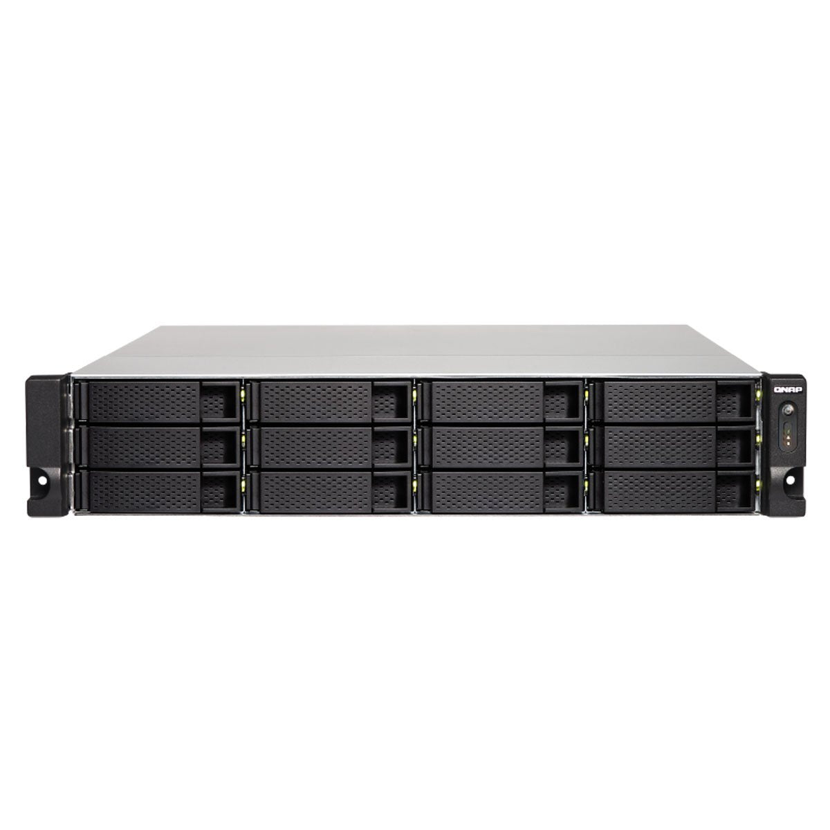 QNAP TS-1263XU-4G-US 2U 12-Bay AMD 64bit x86-based NAS and iSCSI/IP-SAN, Quad Core 2.0GHz, 4GB RAM, 4 x 1GbE, 1 x 10GbE (10GBASE-T), Single PSU (not upgradeable)
