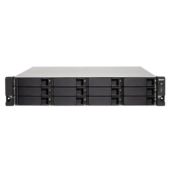 QNAP TS-1263XU-RP-4G-US 2U 12-Bay AMD 64bit x86-based NAS and iSCSI/IP-SAN, Quad Core 2.0GHz, 4GB RAM, 4 x 1GbE, 1 x 10GbE (10GBASE-T), Redundant PSU