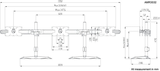 Amer AMR3S32 - Stand - for 3 LCD Displays